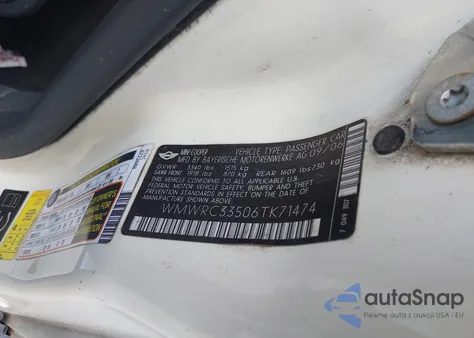 2006 Mini Cooper из США, поврежденный, VIN WMWRC33506TK71474